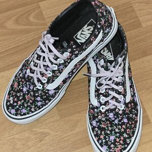 Vans Women's Floral Sneakers - Black and Purple